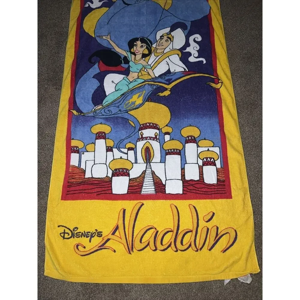 Vintage 90’s Disney Aladdin Beach Towel by Franco Genie Jasmine Aladdin